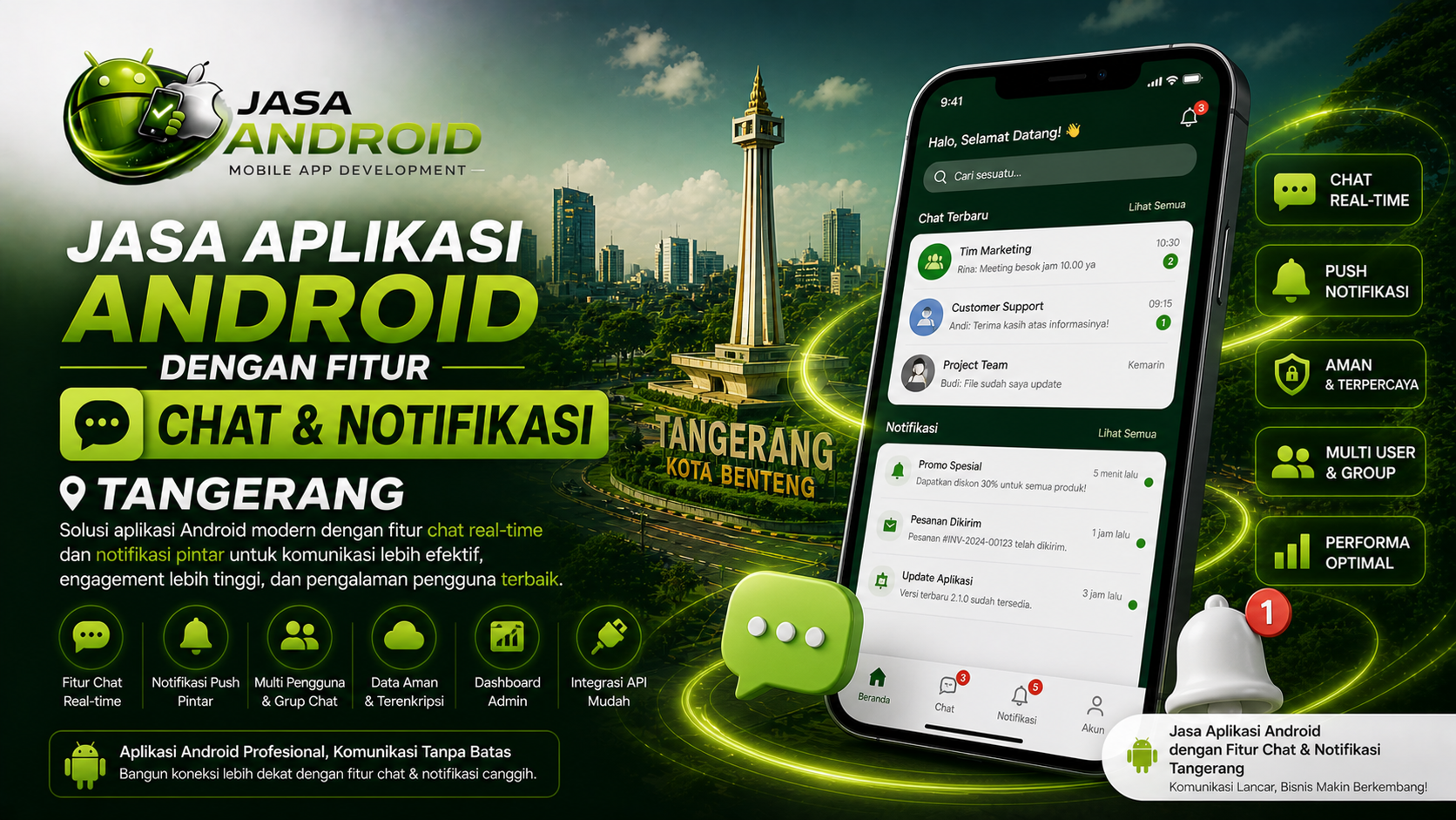 Jasa Aplikasi Android dengan Fitur Chat & Notifikasi Tangerang: Solusi Interaksi Digital untuk Bisnis Modern